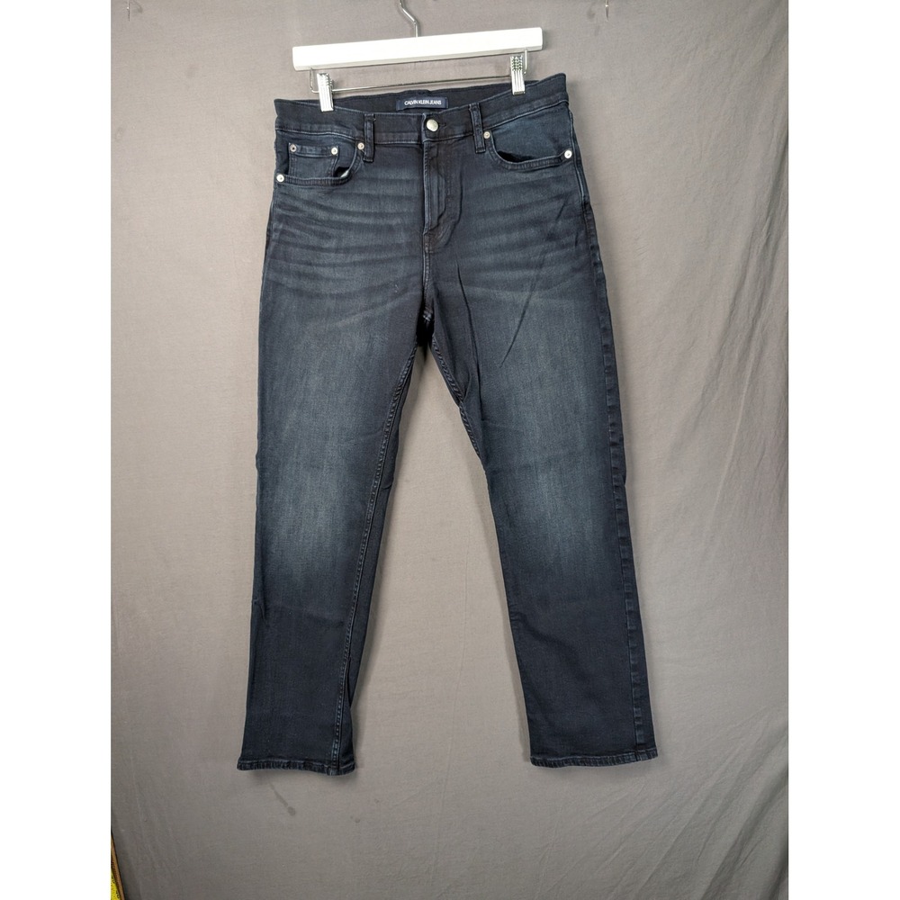 Calvin Klein Jeans Mens 32x30 Slim Straight Dark Wash Blue Denim Pants